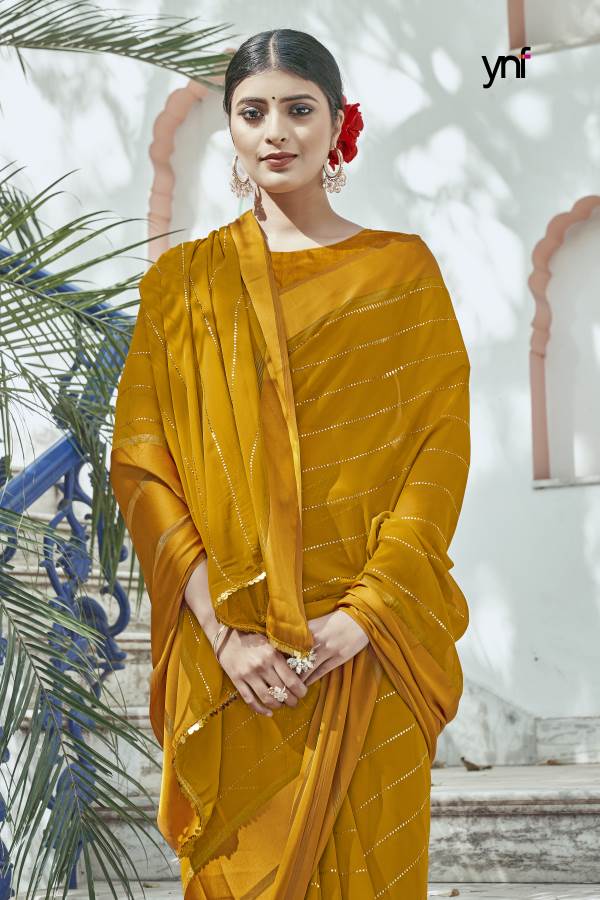 Ynf Gandhari Mukaish Stylish Fancy Party Wear Georgette Latest Saree Collection
